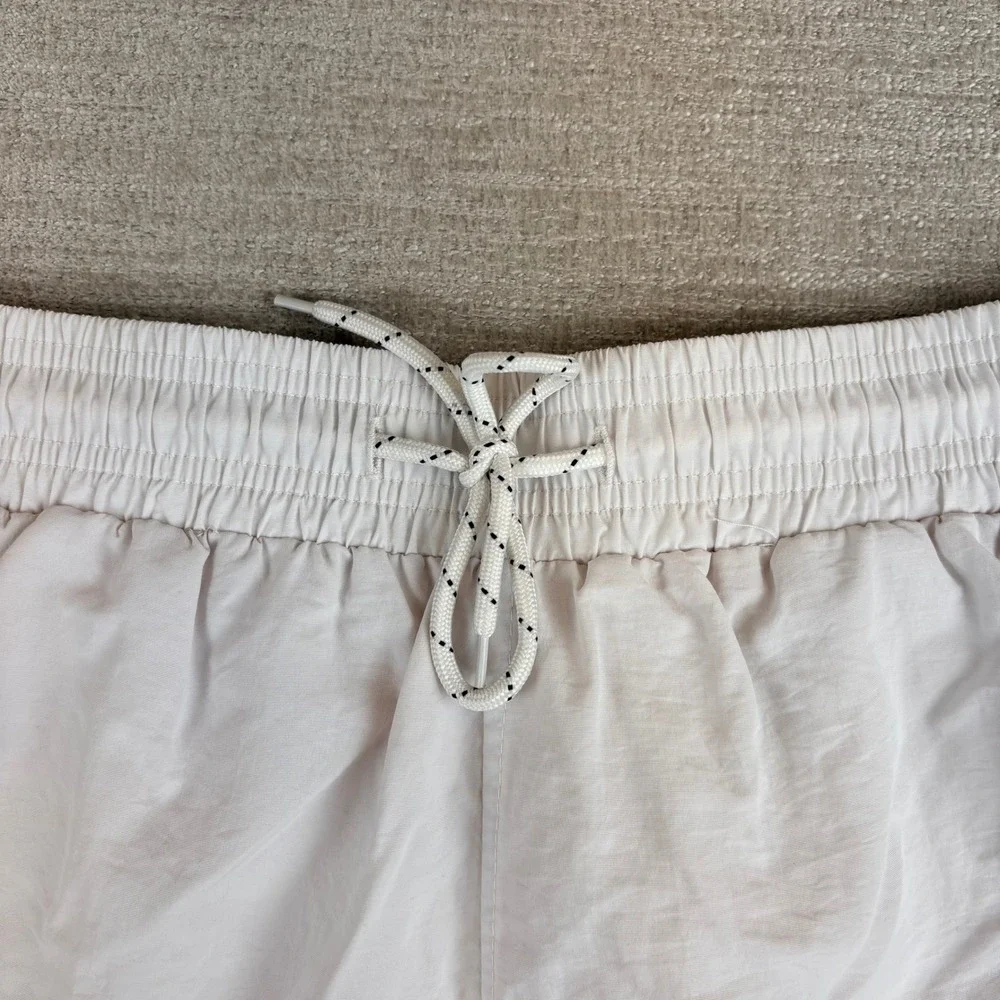 Lacoste L!VE Swim Shorts Mens Medium White Graphic Logo EUC Designer Old Money